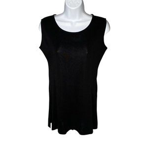 Exclusively Misook Womens XS Black Tank Top Tunic Pullover Side Slits